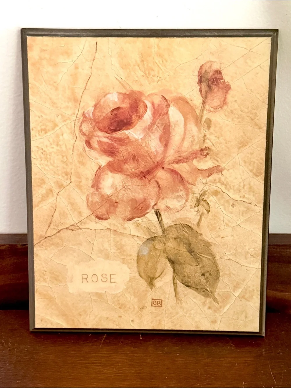 Rose Wall Plaque Cheri Blum Flower Wall Hanging Art 8x10” Shabby Chic Art Floral